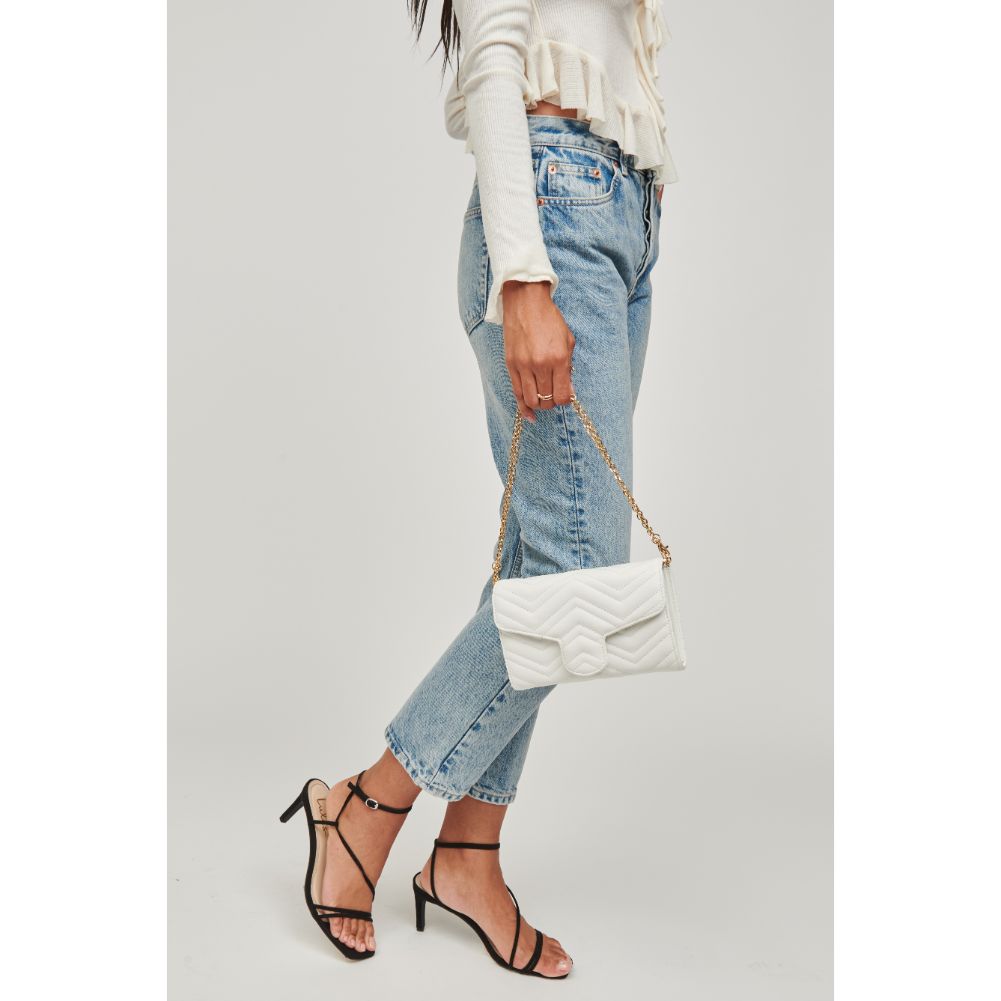 Woman wearing White Urban Expressions Gabriella Crossbody 840611110152 View 4 | White