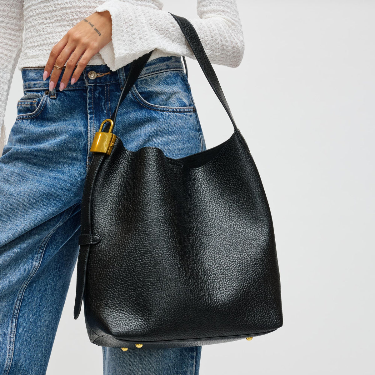 Woman wearing Black Urban Expressions Matty Hobo 840611198488 View 1 | Black