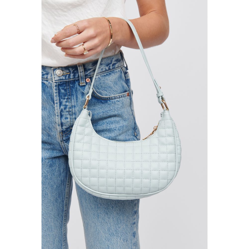Woman wearing Ice Blue Urban Expressions Sybil - Quilted Shoulder Bag 818209018807 View 1 | Ice Blue