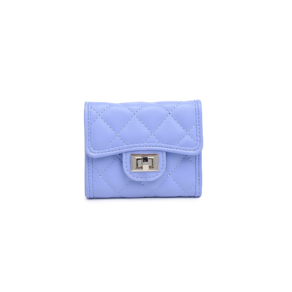 Woman wearing Periwinkle Urban Expressions Shantel - Quilted Wallet 840611118974 View 5 | Periwinkle