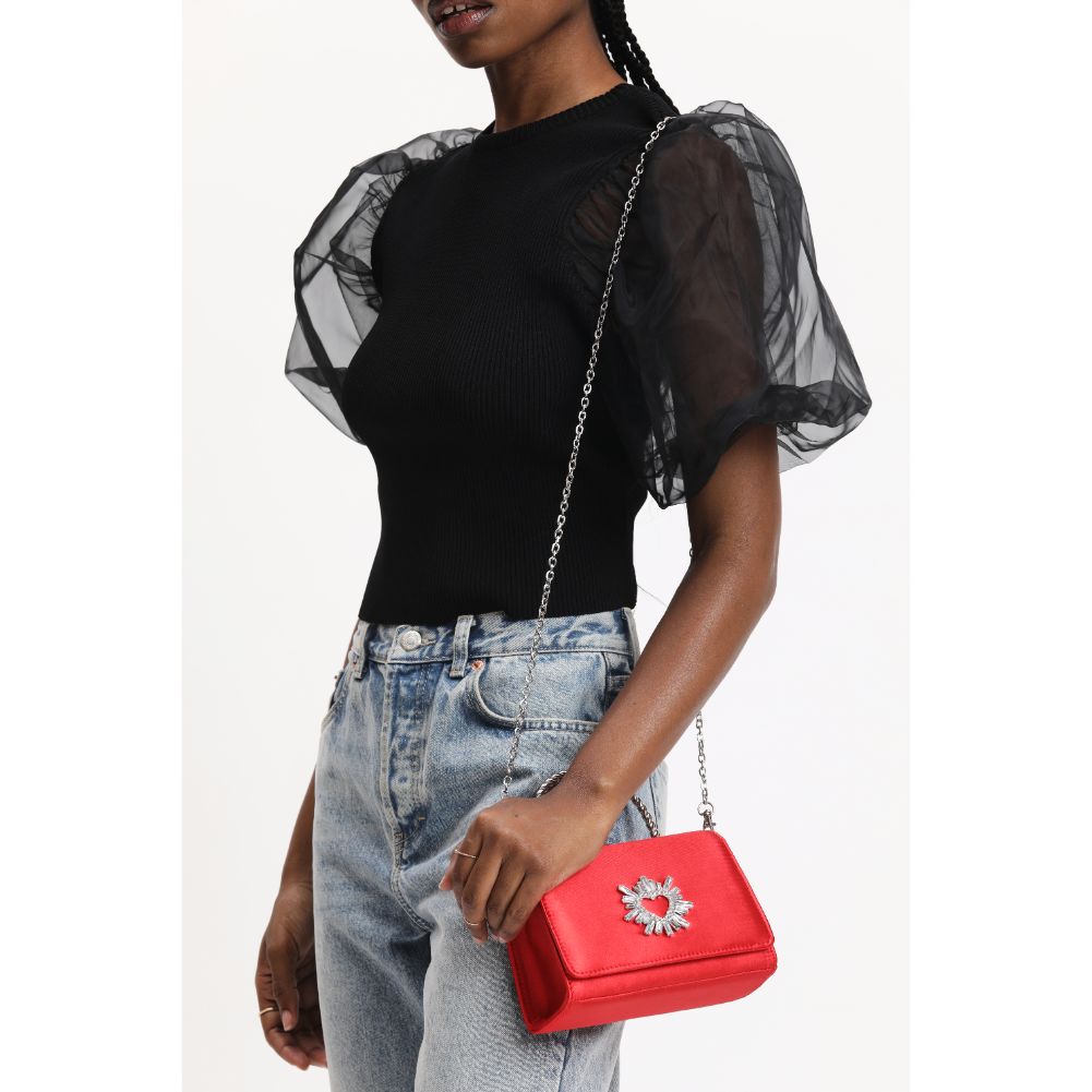 Woman wearing Red Urban Expressions Marlene Evening Bag 840611190321 View 3 | Red