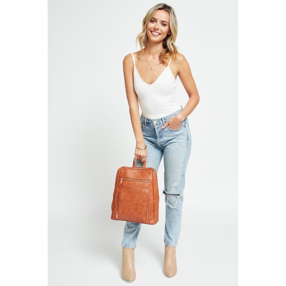 Woman wearing Tan Urban Expressions Gramercy Backpack 840611178664 View 3 | Tan