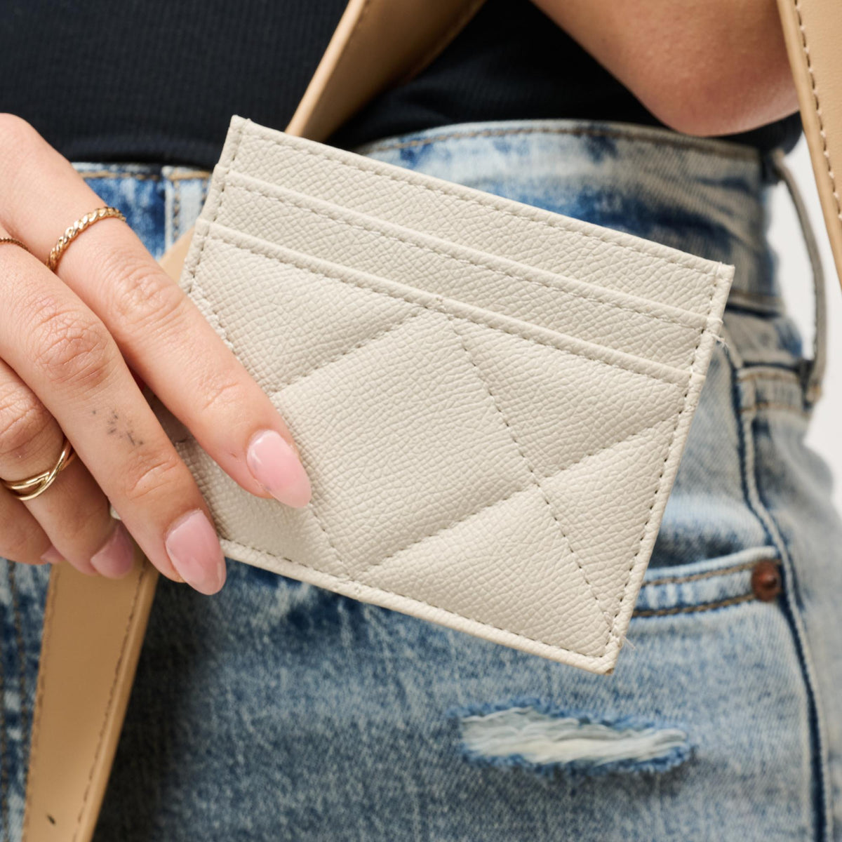 Woman wearing Bone Urban Expressions Lainey Card Holder 840504203923 View 2 | Bone