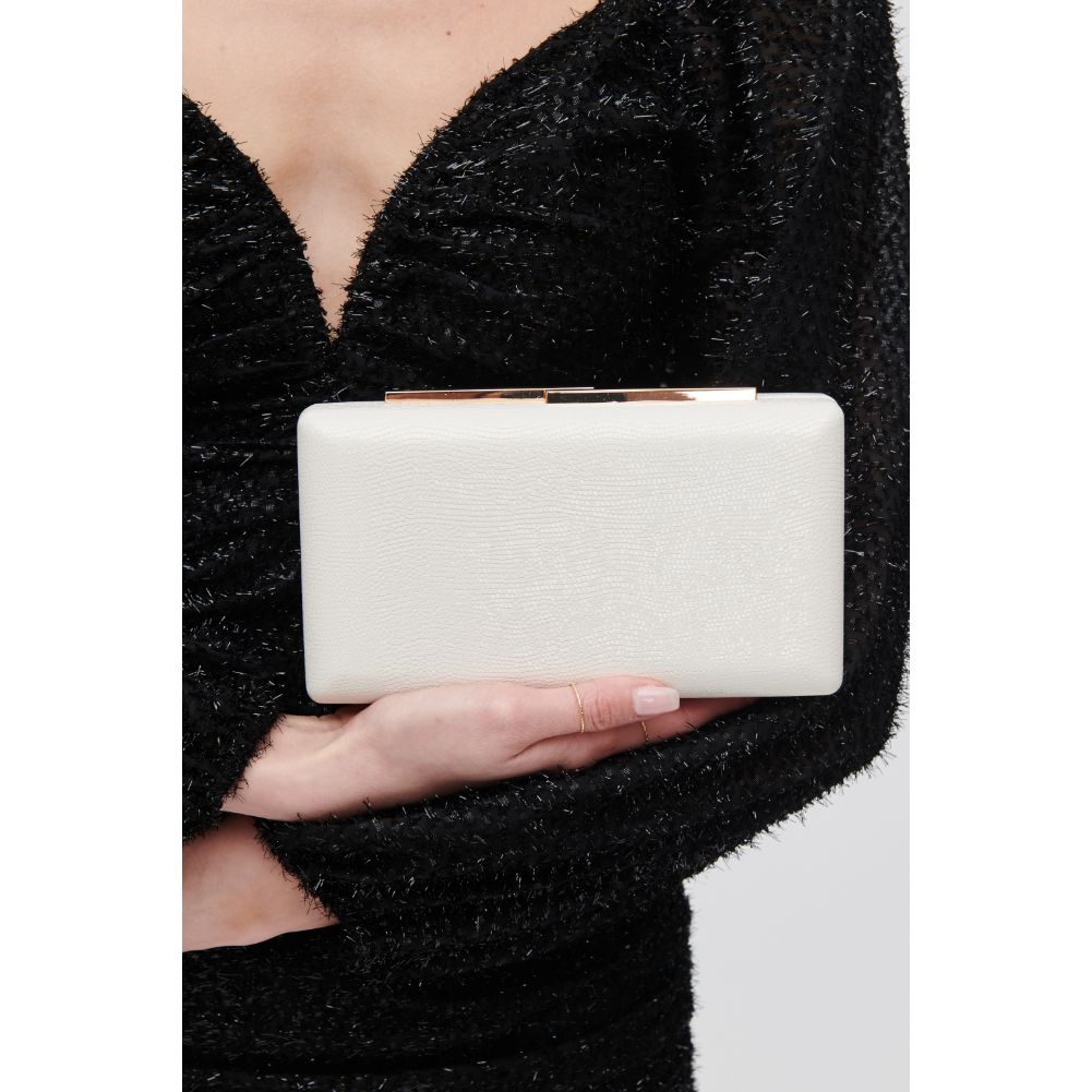 Woman wearing White Urban Expressions Thalia Evening Bag 840611118677 View 4 | White