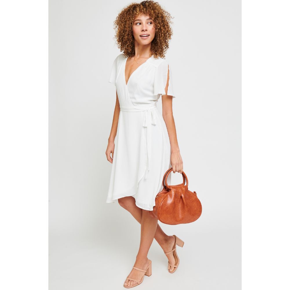 Woman wearing Tan Urban Expressions Bao Crossbody 840611180902 View 4 | Tan