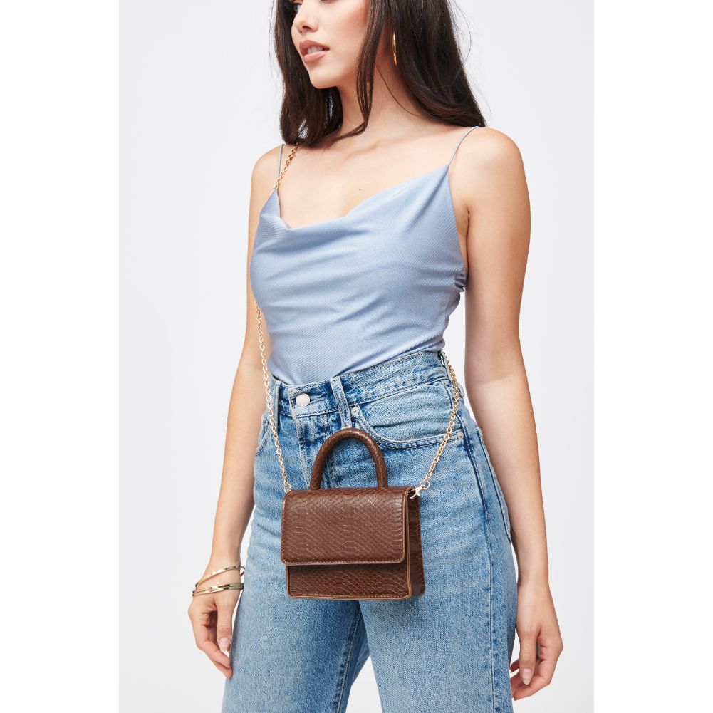 Woman wearing Chocolate Urban Expressions Faye Top Handle 840611184801 View 1 | Chocolate