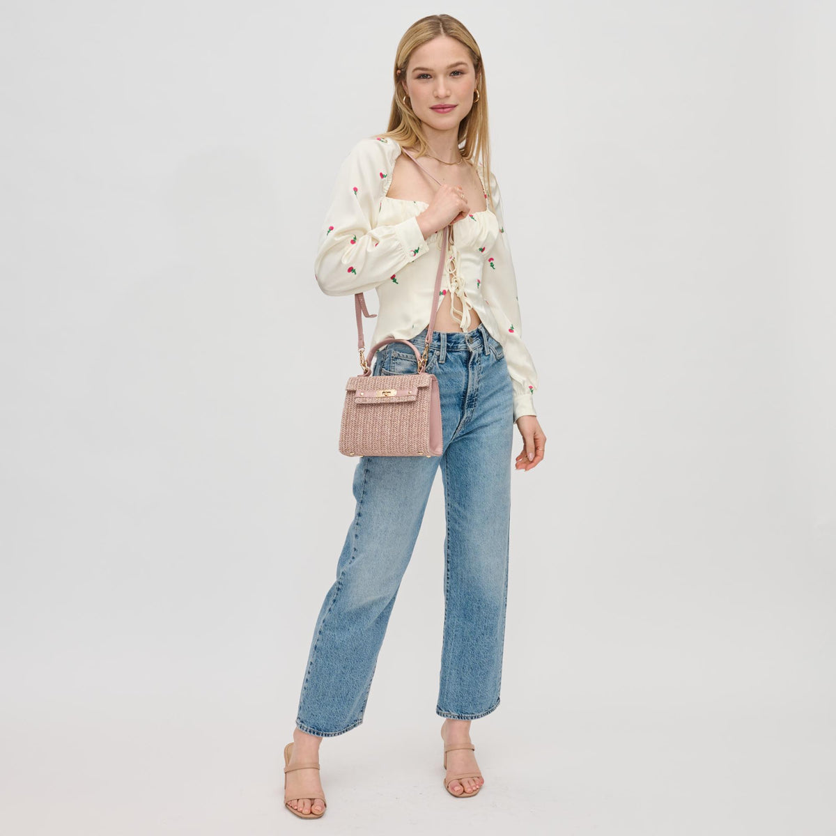 Woman wearing Blush Urban Expressions Violet Crossbody 840611126108 View 2 | Blush