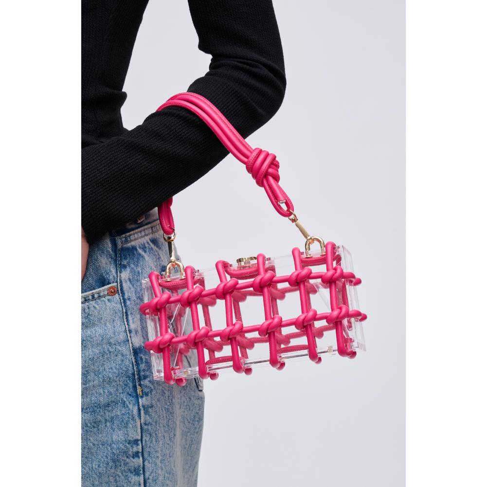 Woman wearing Hot Pink Urban Expressions Mavis Evening Bag 840611191656 View 3 | Hot Pink