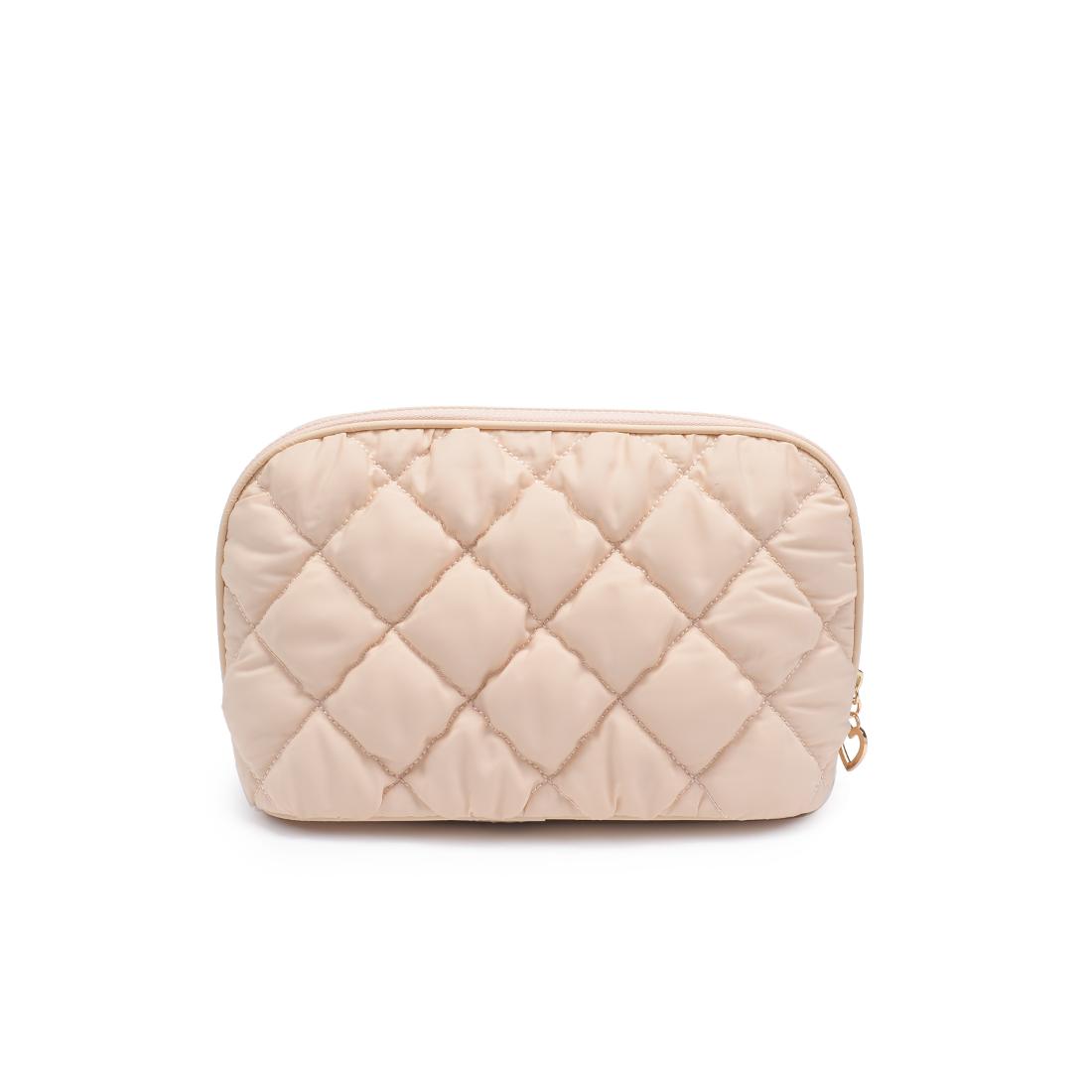 Urban Essentials Cloud Kiss - Quilted Puffer Nylon Cosmetic & Travel Organizer Dome Pouch 840611197092 View 7 | Cream