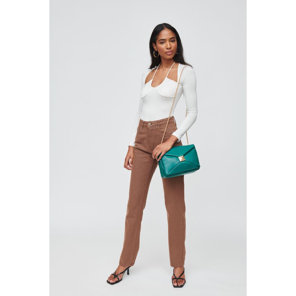 Woman wearing Emerald Urban Expressions Ribbon Crossbody 840611102836 View 3 | Emerald