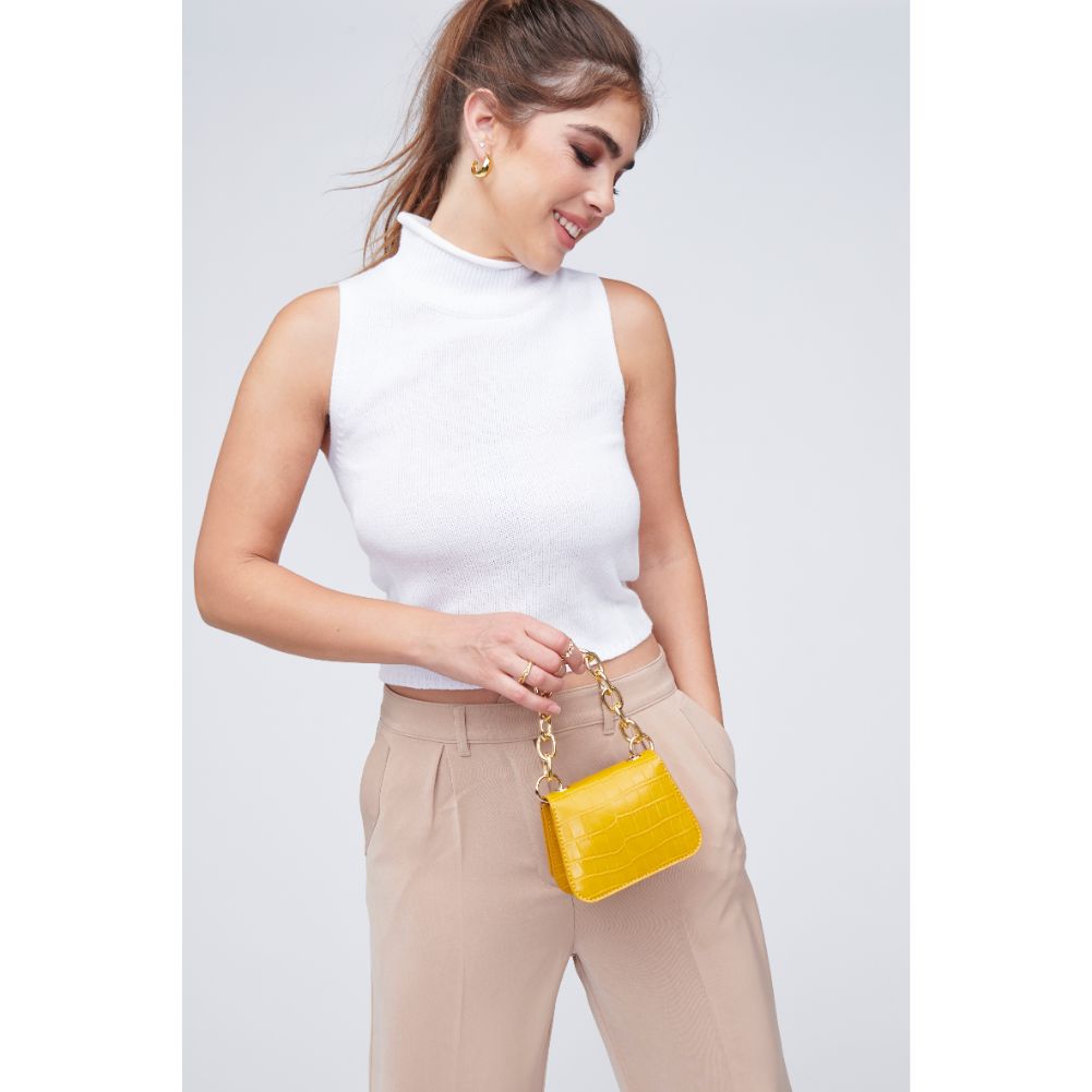 Woman wearing Mustard Urban Expressions Alesha Mini Bag 818209011143 View 4 | Mustard