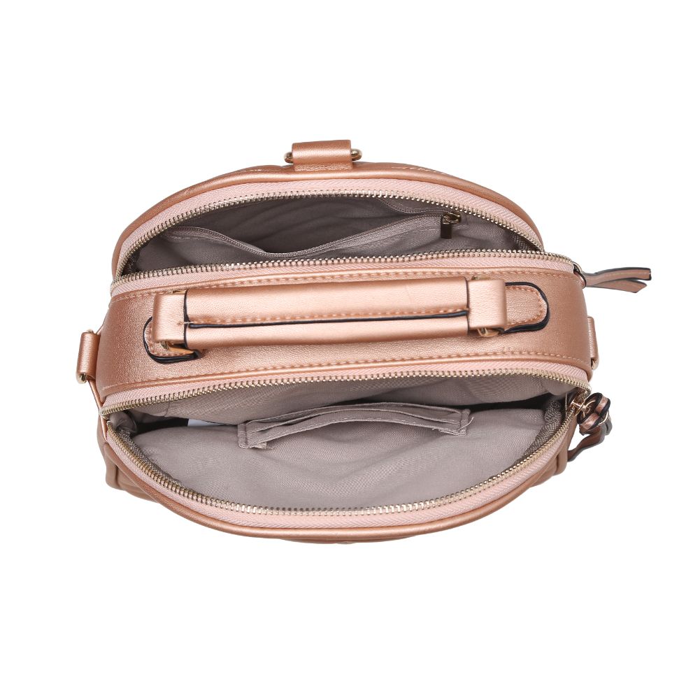 Product Image of Urban Expressions Constance V Stitch Double Zip Backpack 840611168627 View 4 | Rose Gold
