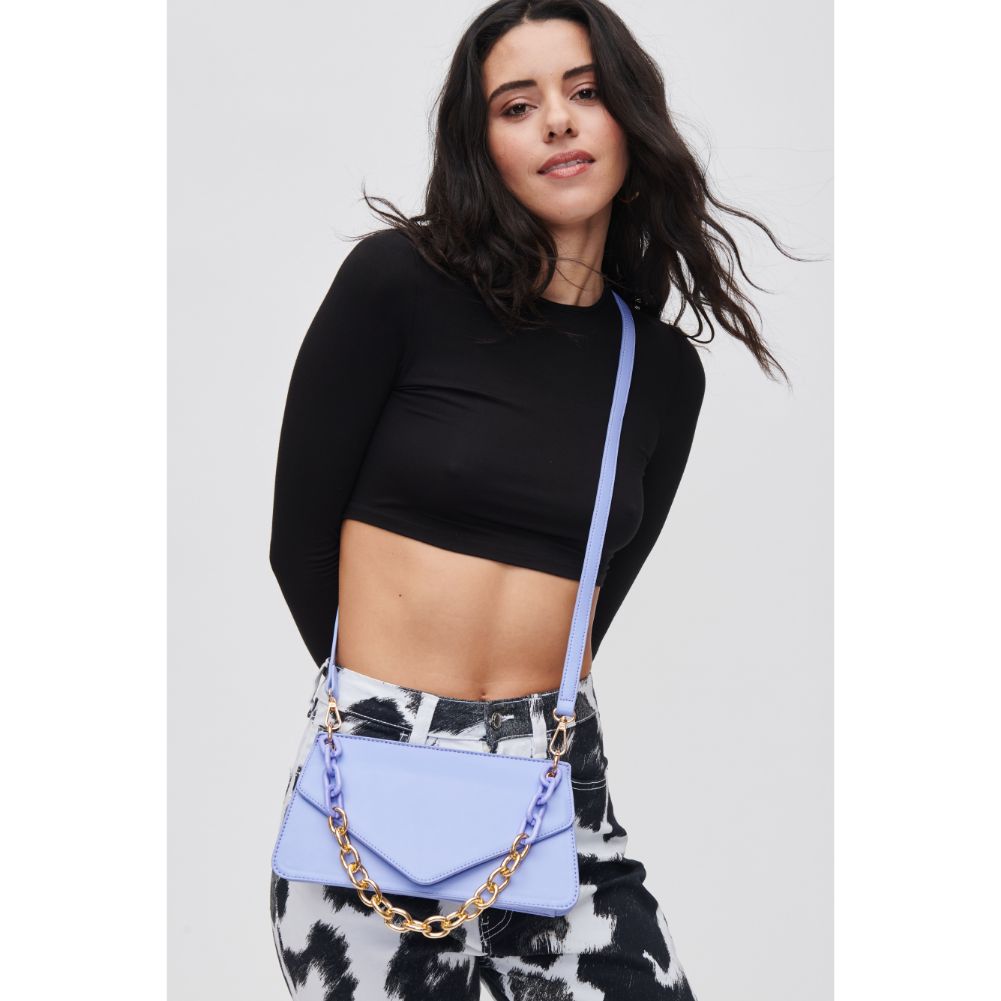 Woman wearing Periwinkle Urban Expressions Lisette Crossbody 840611118288 View 3 | Periwinkle
