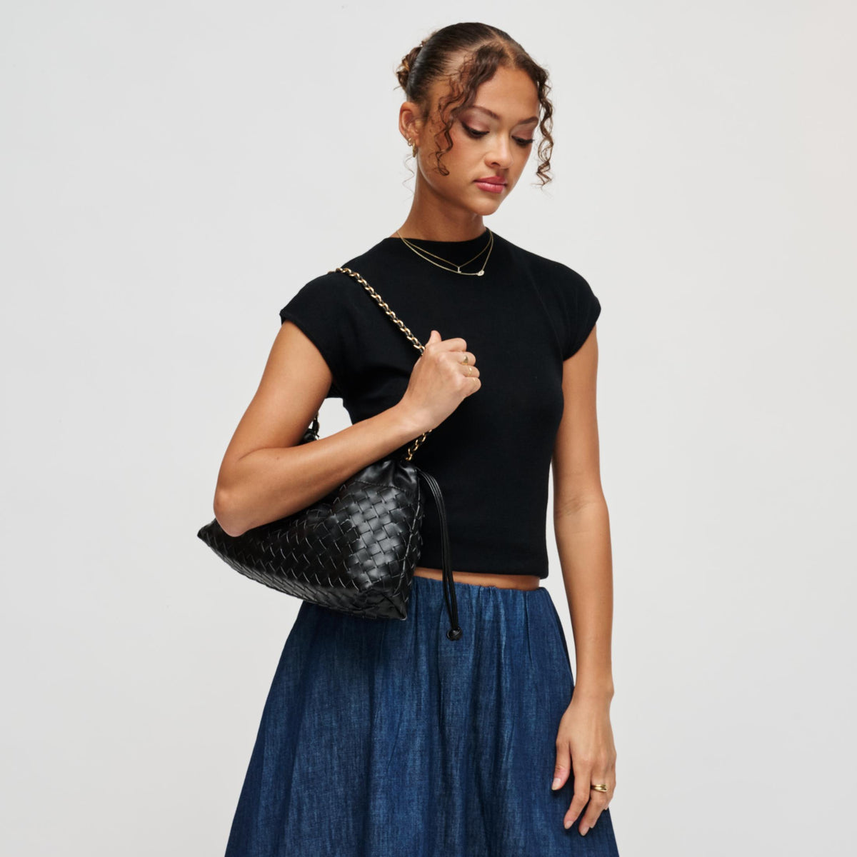 Woman wearing Black Urban Expressions Sawyer Shoulder Bag 840504213595 View 2 | Black