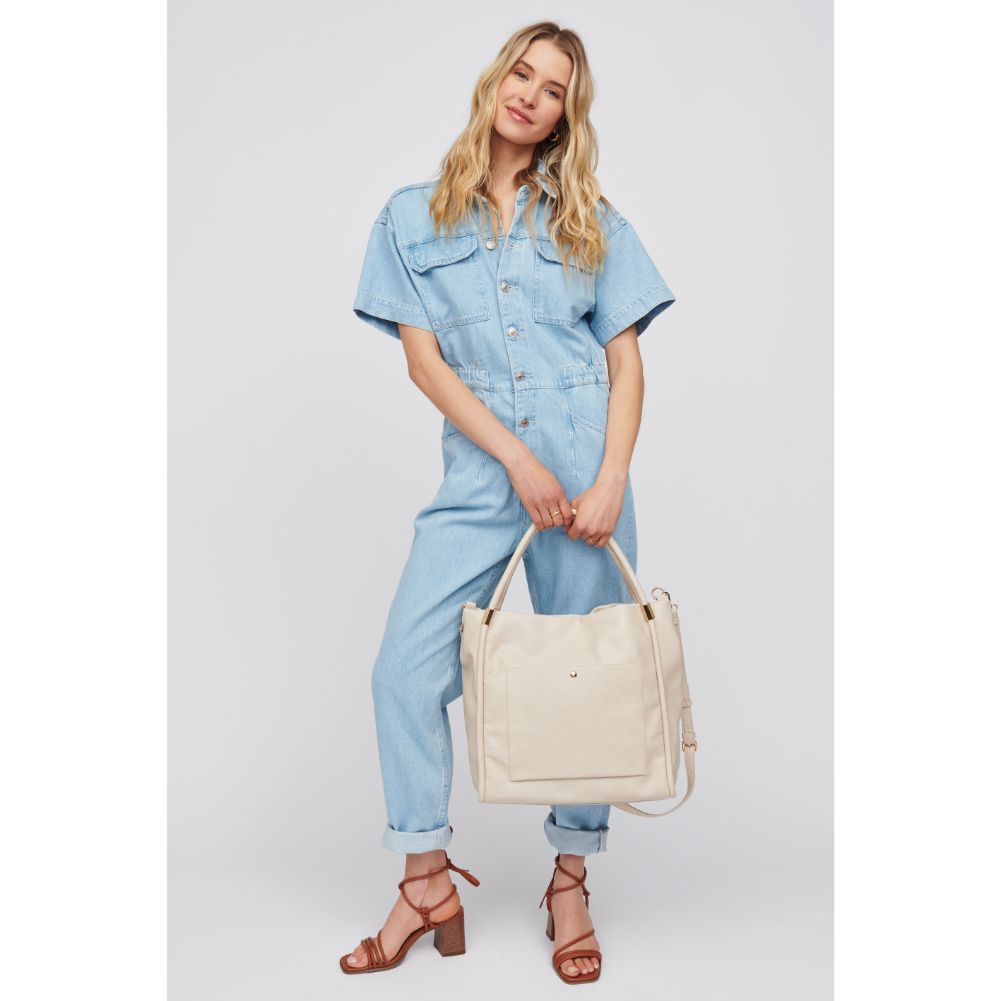 Woman wearing Cream Urban Expressions Deborah Tote 818209016810 View 3 | Cream