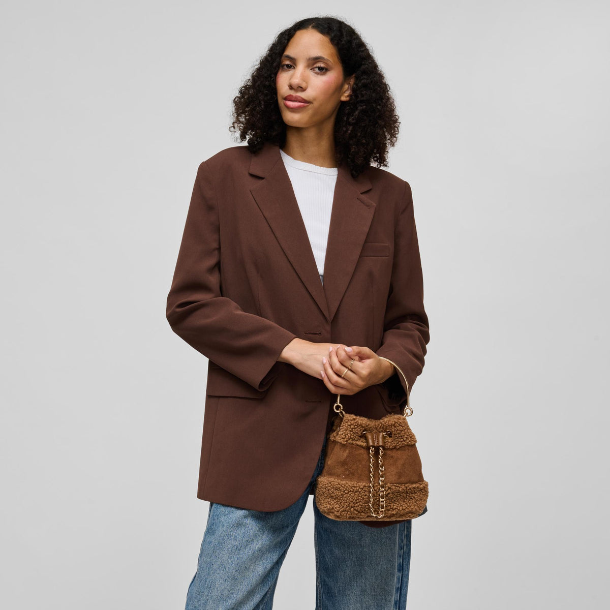 Woman wearing Cognac Urban Expressions Phoenix Crossbody 840504213908 View 2 | Cognac