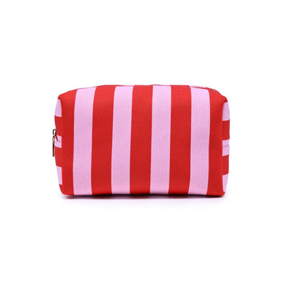 Product Image of Urban Expressions Essential Stripe Cosmetic & Travel Organizer Pouch 840504207396 View 1 | Red Pink