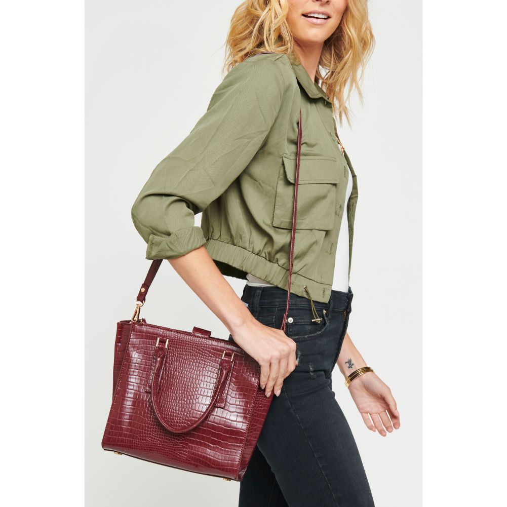 Woman wearing Burgundy Urban Expressions Josephine Tote 840611167156 View 4 | Burgundy