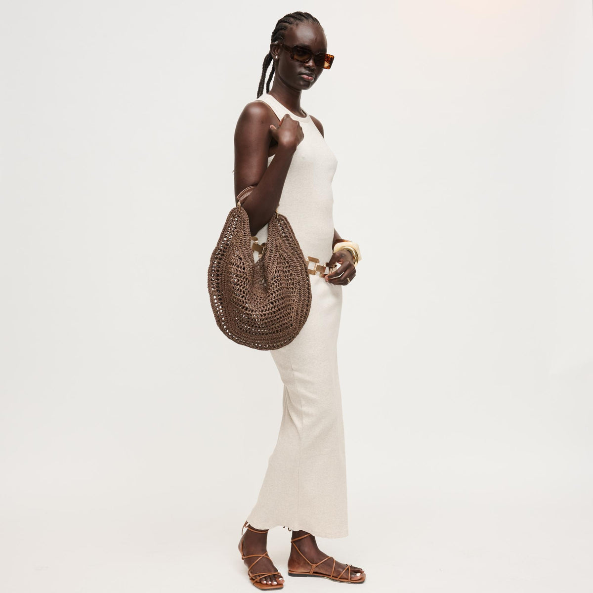 Woman wearing Chocolate Urban Expressions Camden Hobo 840504202995 View 4 | Chocolate