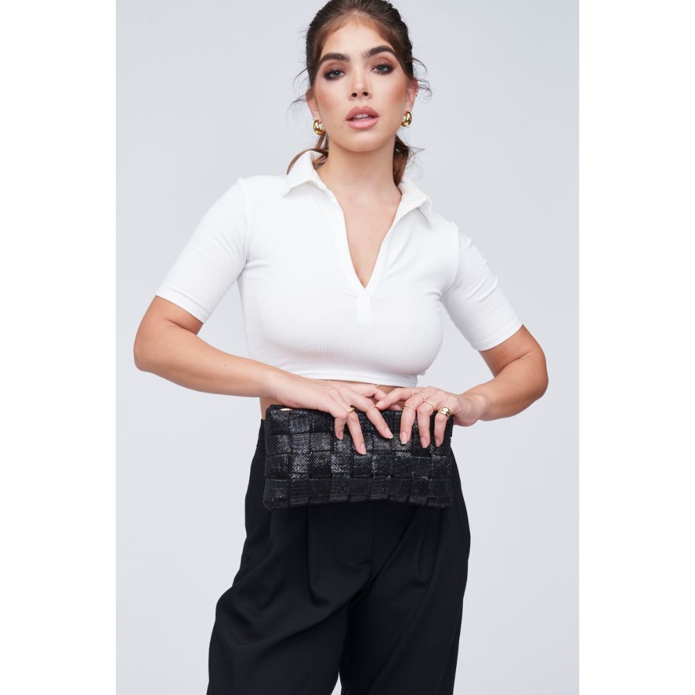Woman wearing Black Urban Expressions Malika Clutch 818209010436 View 4 | Black
