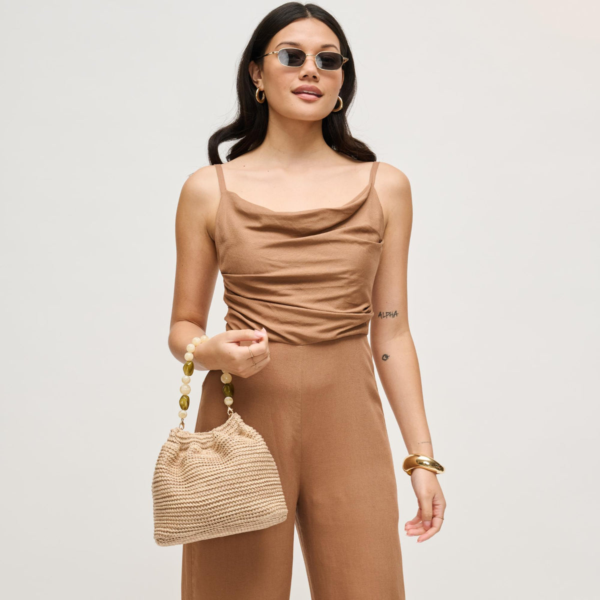Woman wearing Natural Urban Expressions Emery Crossbody 840504206351 View 4 | Natural