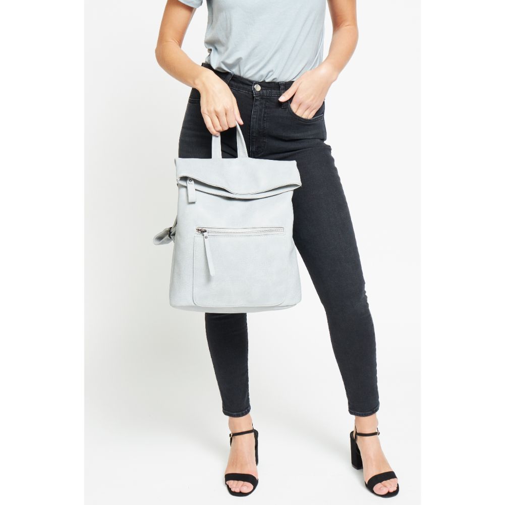 Woman wearing Dove Grey Urban Expressions Lennon Backpack 840611159441 View 4 | Dove Grey