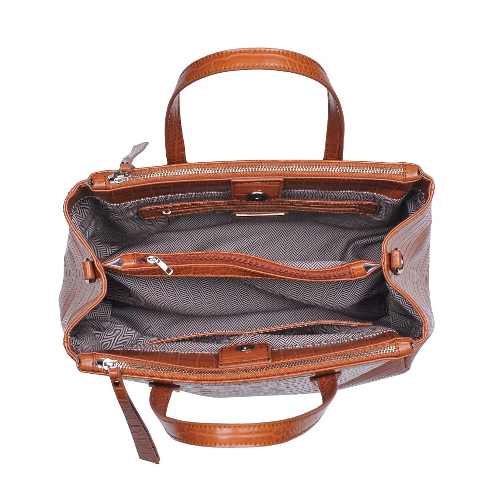 Woman wearing Tan Urban Expressions Nora Satchel 840611167354 View 9 | Tan
