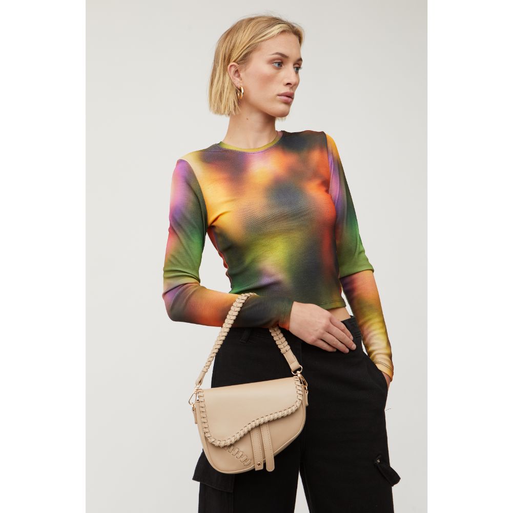 Woman wearing Sand Urban Expressions Sloane Crossbody 840611128058 View 2 | Sand