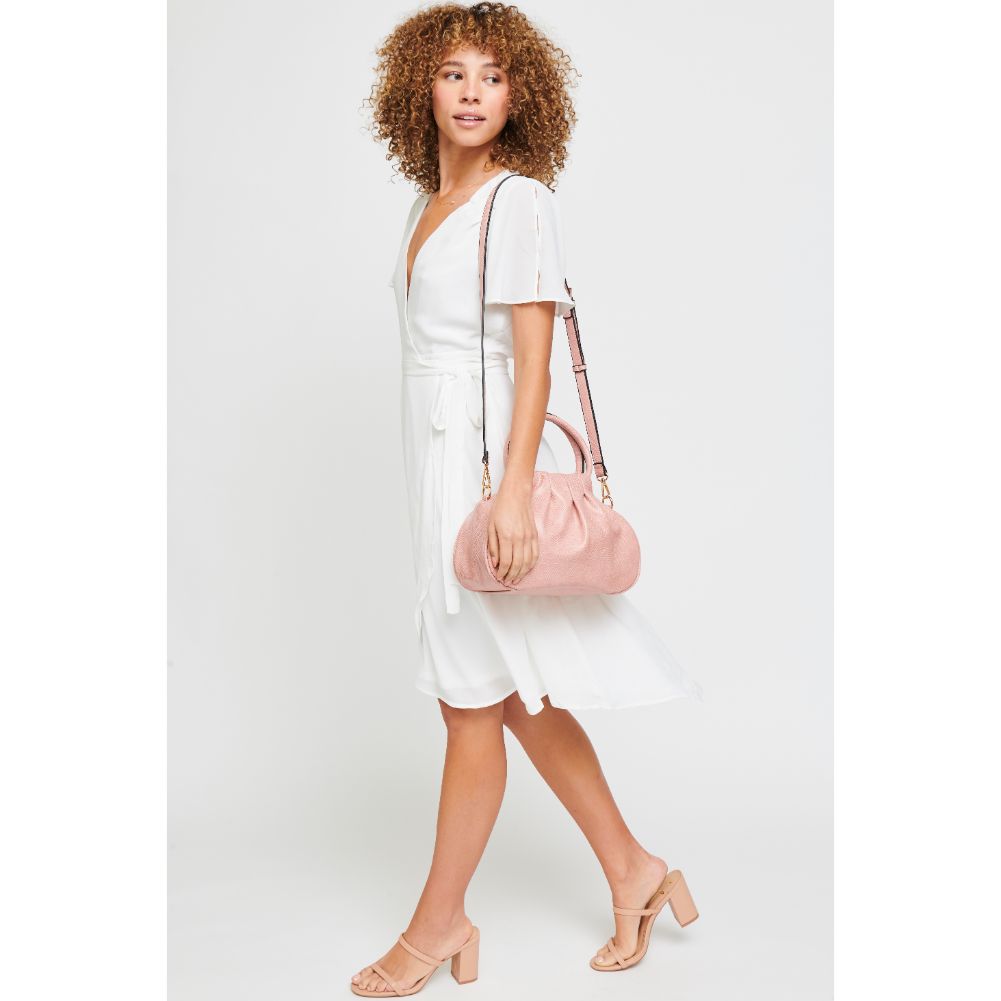 Woman wearing French Rose Urban Expressions Bao Crossbody 840611180896 View 2 | French Rose