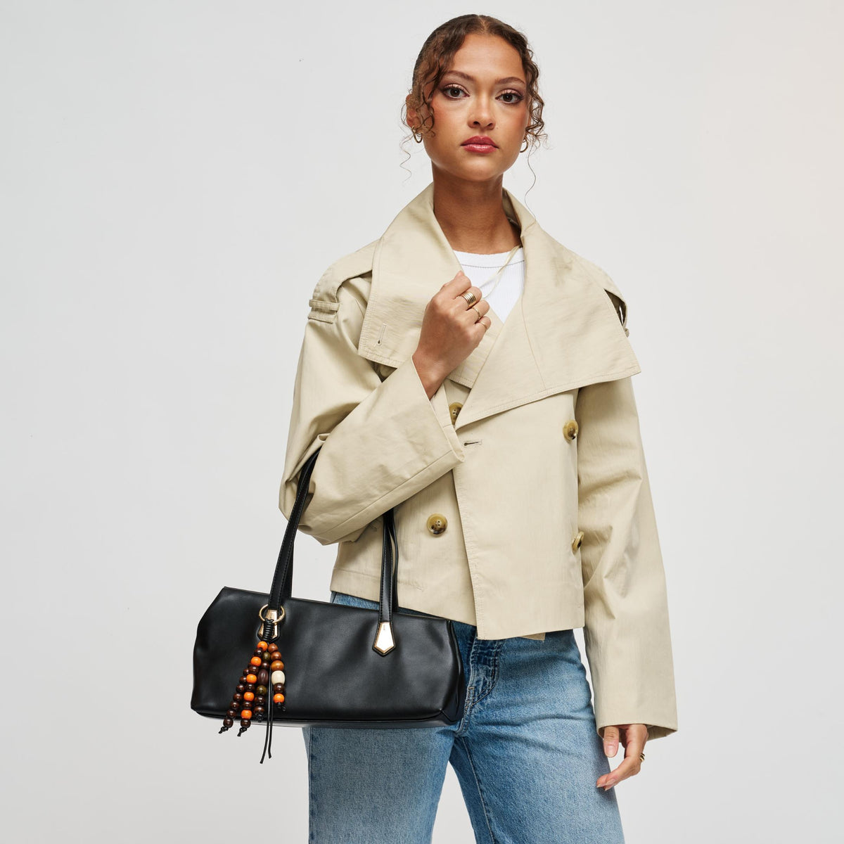 Woman wearing Black Urban Expressions Joe Shoulder Bag 840504212239 View 2 | Black