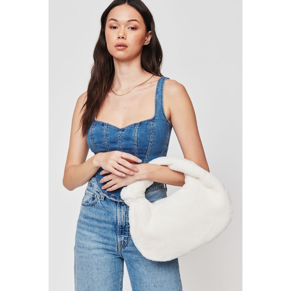 Woman wearing Oatmilk Urban Expressions Sylvia Crossbody 840611103826 View 1 | Oatmilk