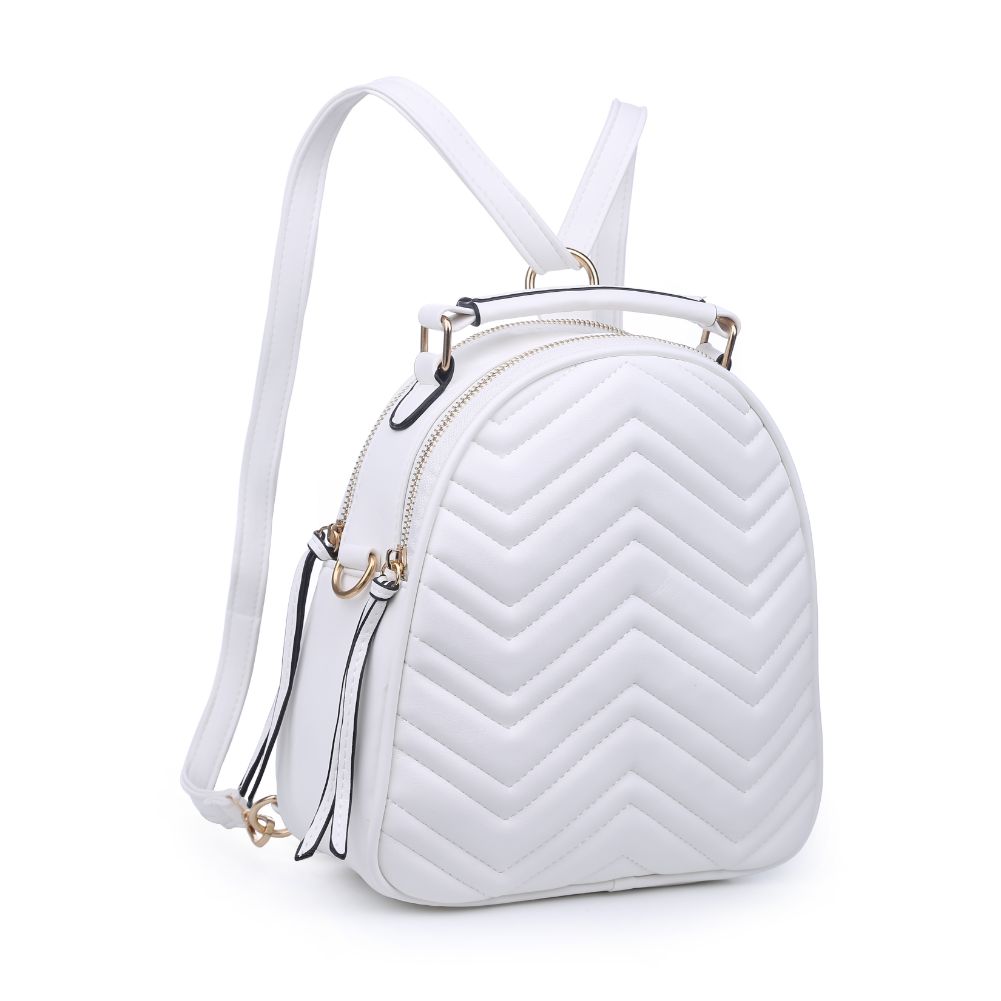 Product Image of Urban Expressions Constance V Stitch Double Zip Backpack 840611168641 View 2 | White