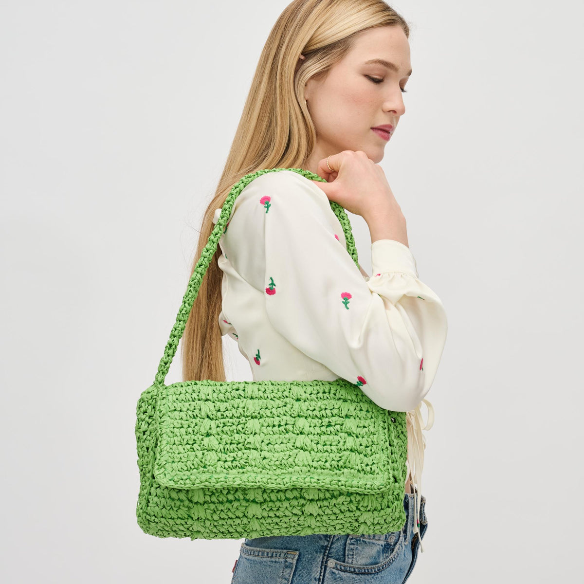 Woman wearing Green Urban Expressions Anika Crossbody 840611124623 View 2 | Green