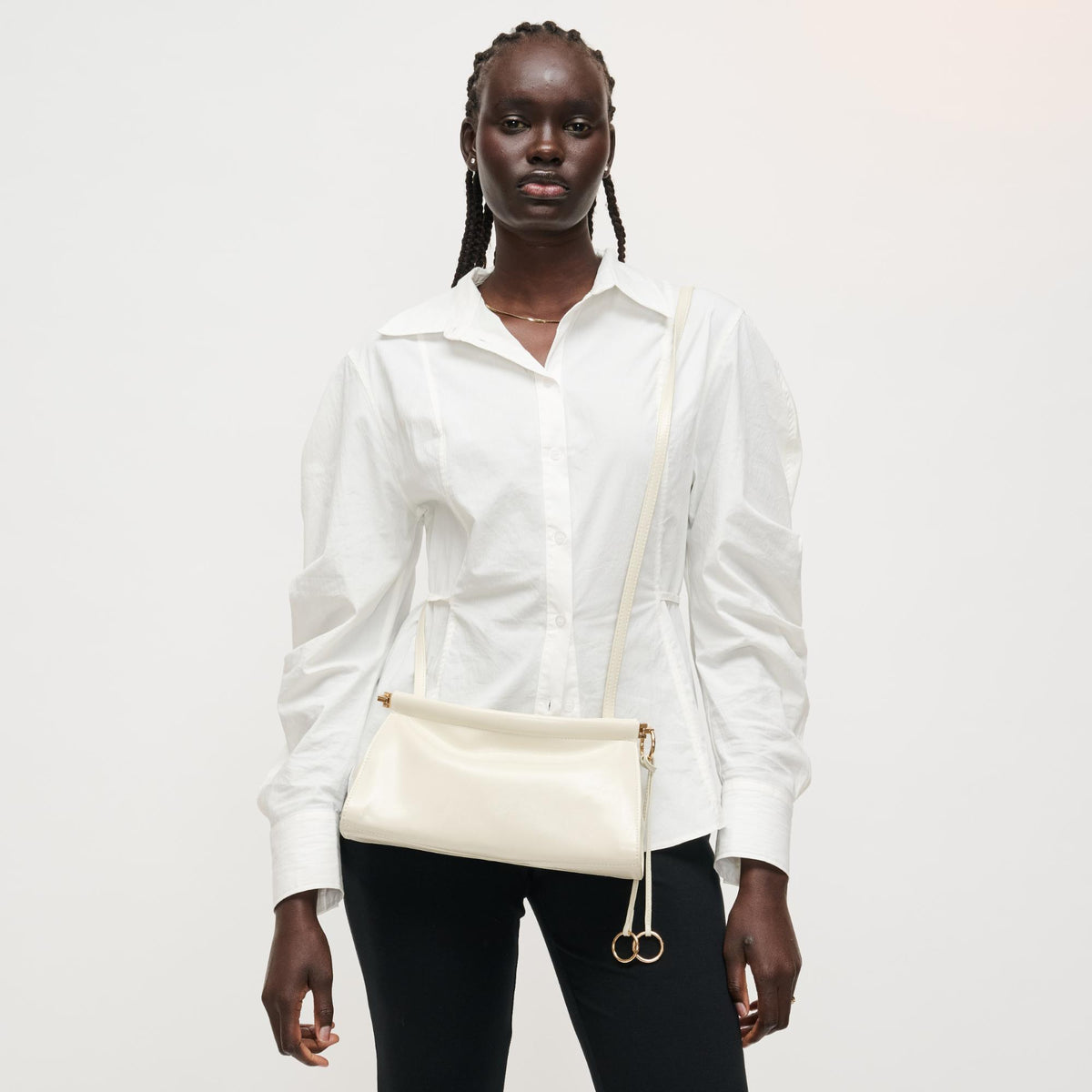 Woman wearing Bone Urban Expressions Elowyn Crossbody 840504208027 View 3 | Bone