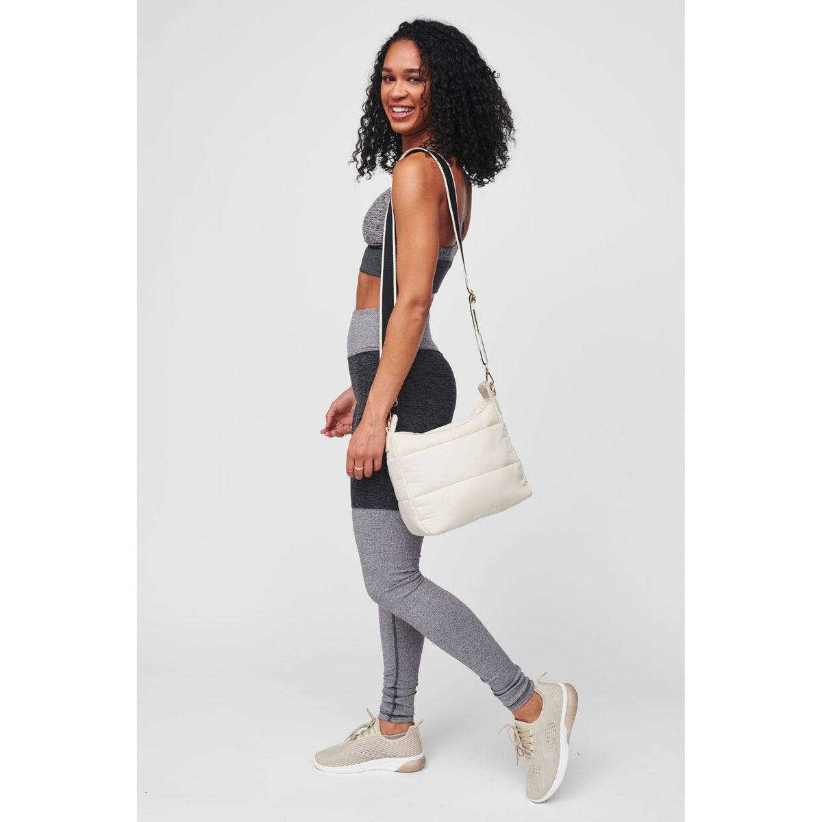 Woman wearing Cream Urban Expressions Verna Crossbody 818209013260 View 4 | Cream