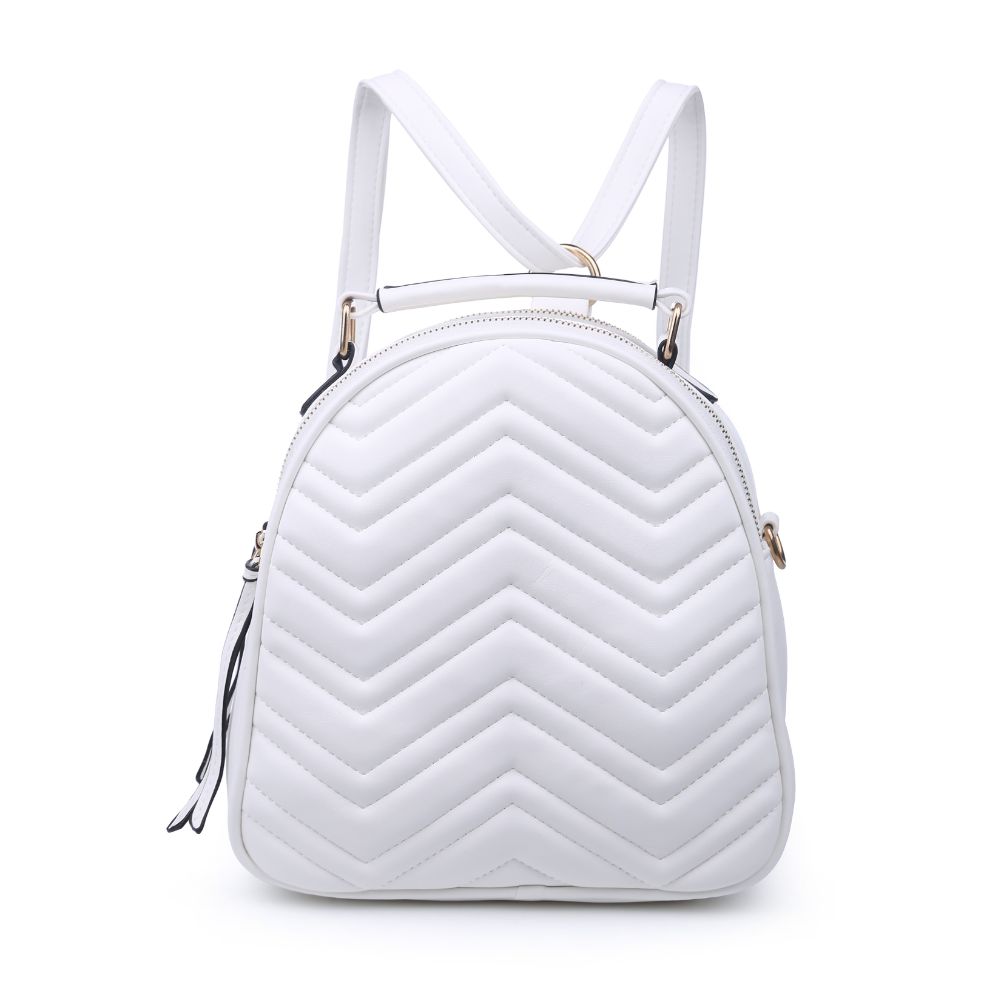 Product Image of Urban Expressions Constance V Stitch Double Zip Backpack 840611168641 View 1 | White