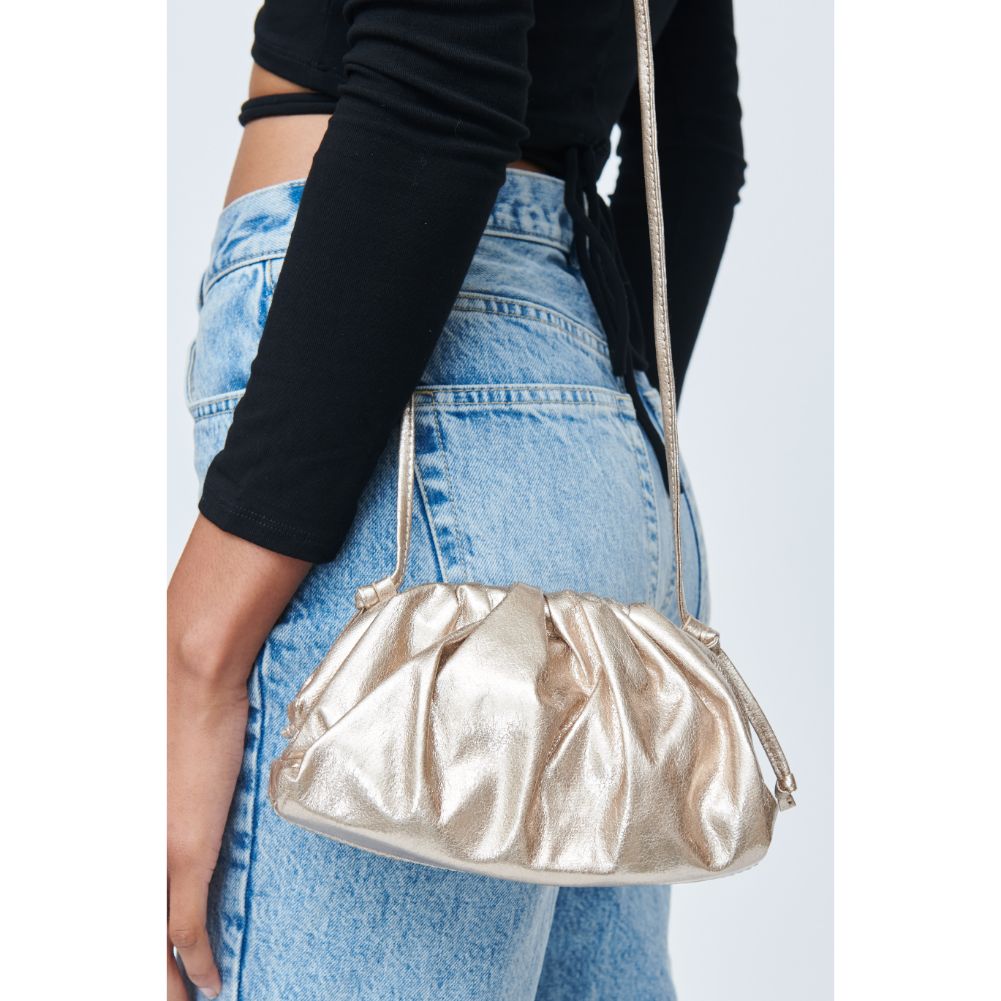 Woman wearing Gold Urban Expressions Monica Crossbody 840611104915 View 4 | Gold