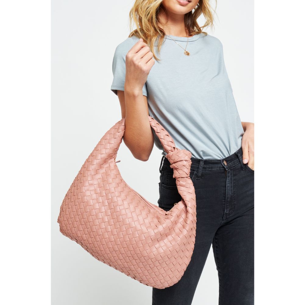 Woman wearing French Rose Urban Expressions Vanessa Hobo 840611179807 View 1 | French Rose