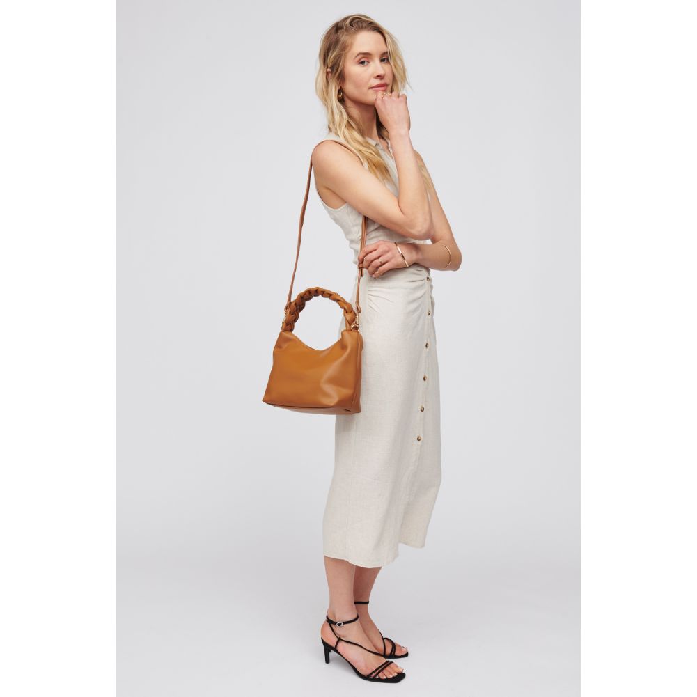 Woman wearing Tan Urban Expressions Laura Shoulder Bag 818209016681 View 3 | Tan