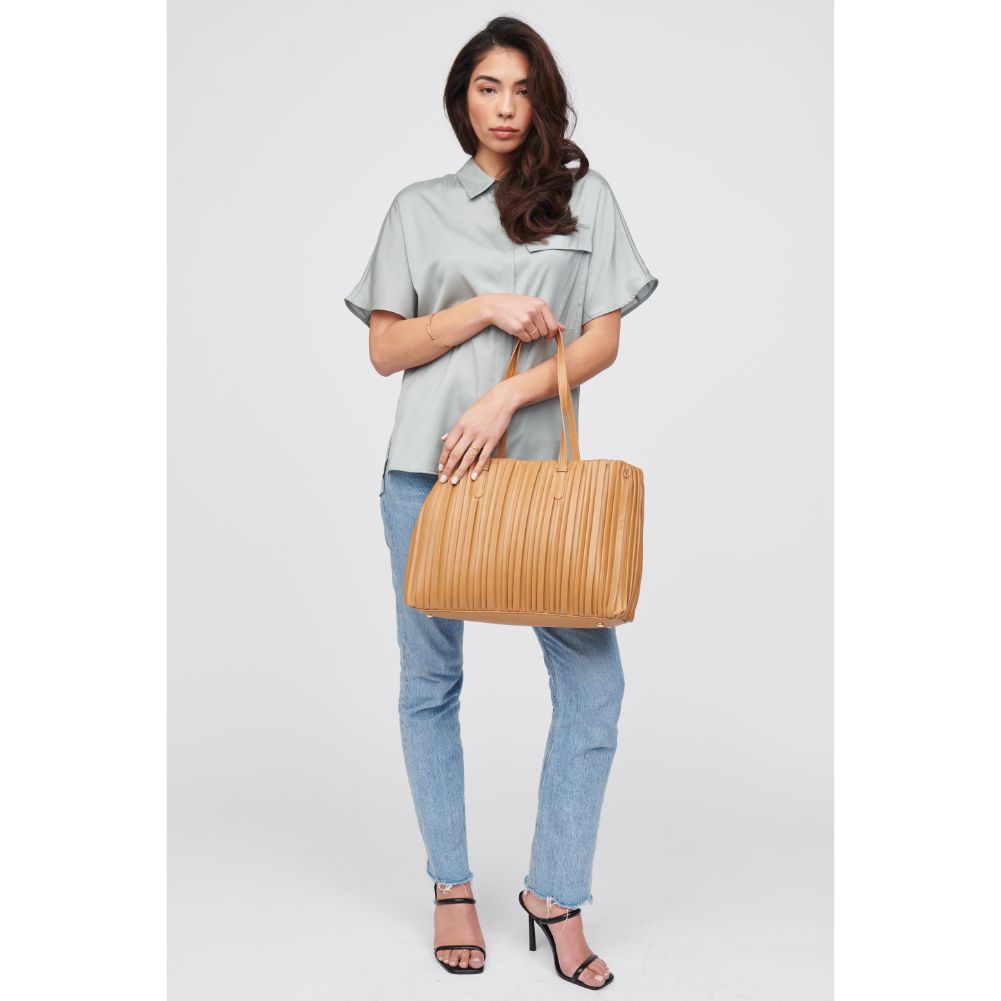 Woman wearing Camel Urban Expressions Maura Tote 818209015967 View 3 | Camel