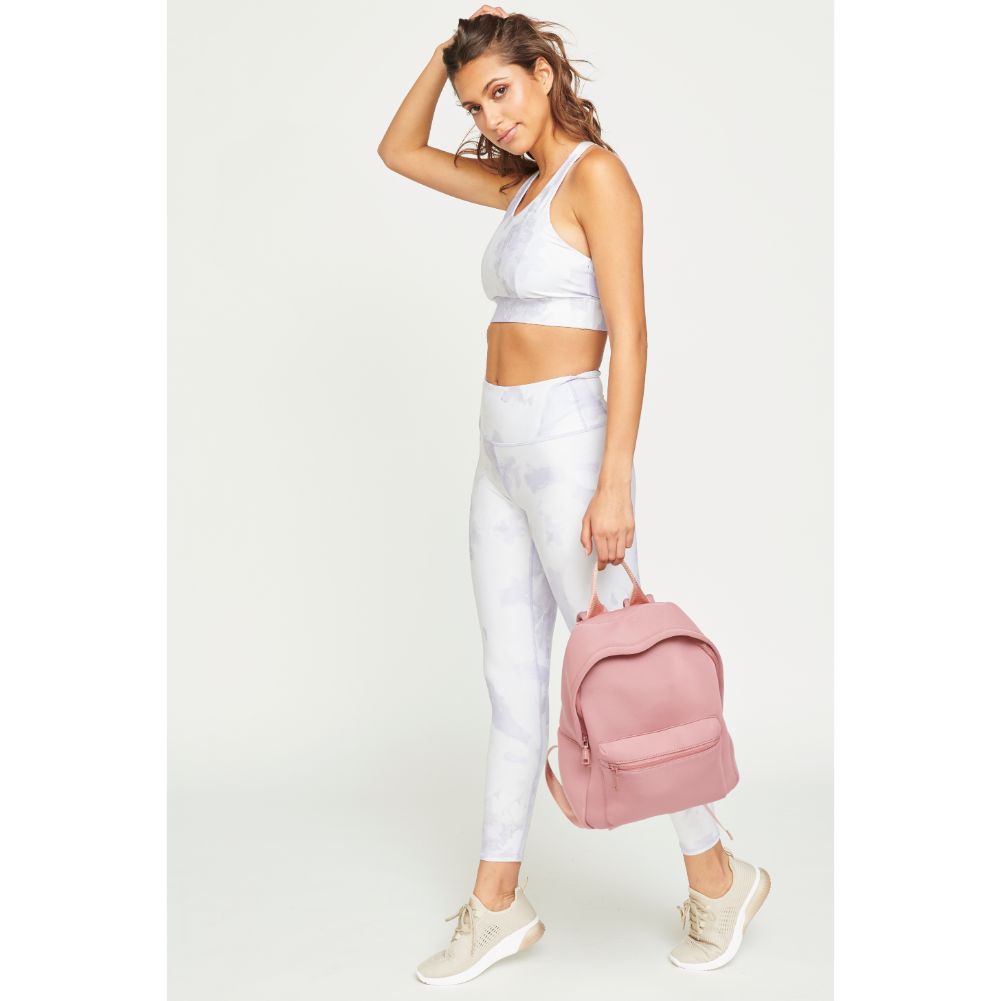 Woman wearing Mauve Urban Expressions Declan Backpack 840611180780 View 2 | Mauve