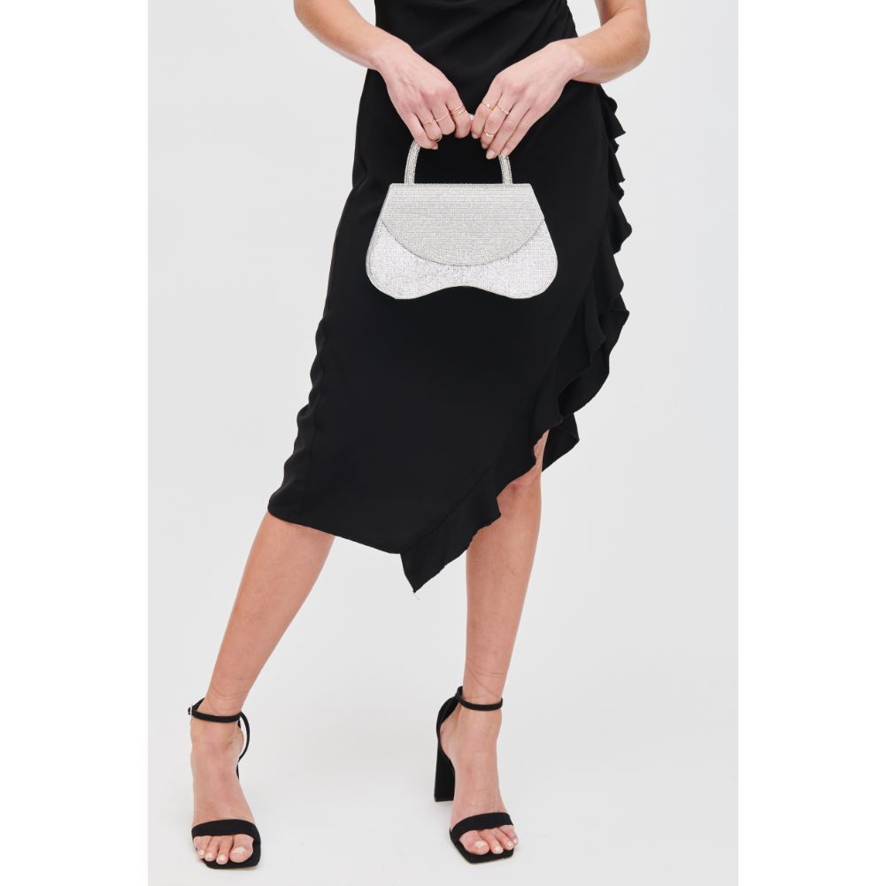 Woman wearing Silver Urban Expressions Zadie Evening Bag 840611122476 View 3 | Silver