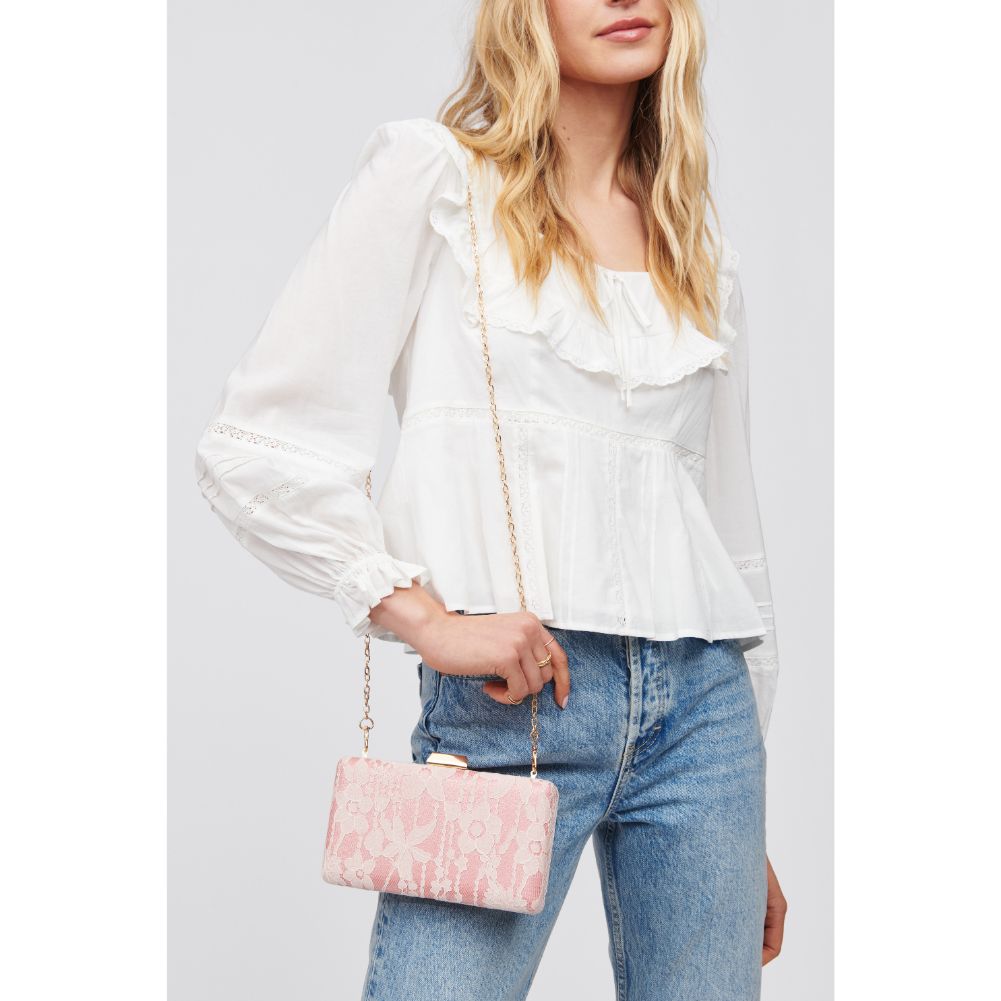 Woman wearing Rose Urban Expressions Azalea Minaudiere 818209016773 View 2 | Rose