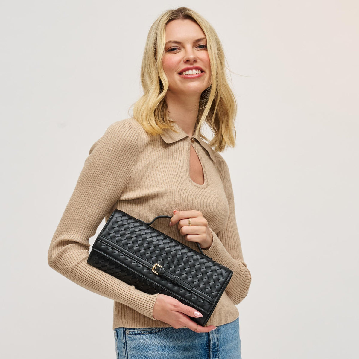 Woman wearing Black Urban Expressions Emerson Crossbody 840611198303 View 2 | Black