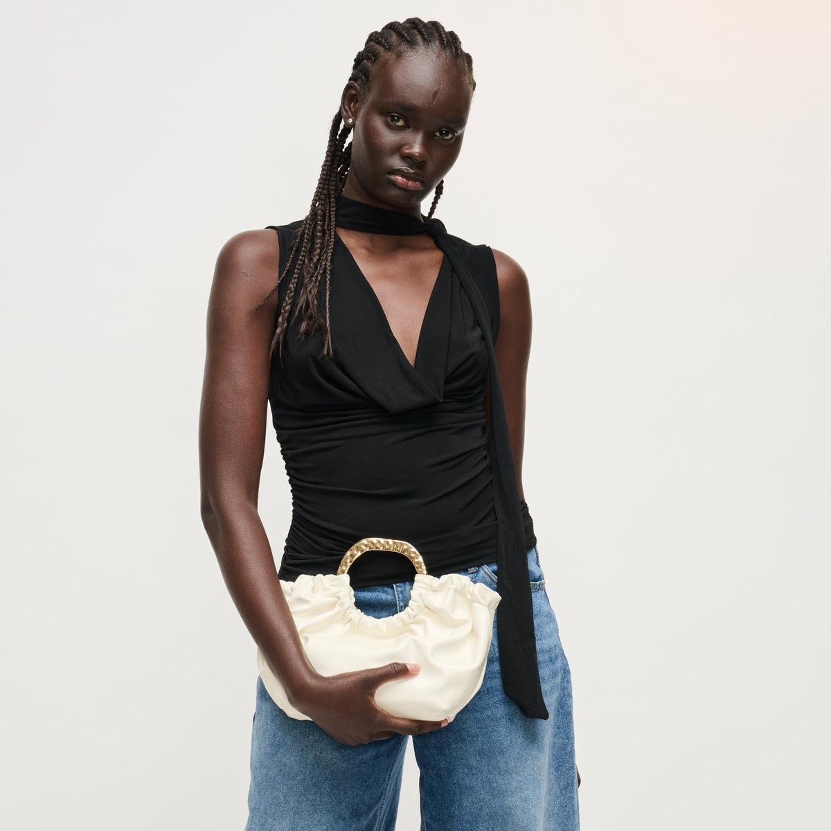 Woman wearing Bone Urban Expressions Myles Crossbody 840504204722 View 2 | Bone