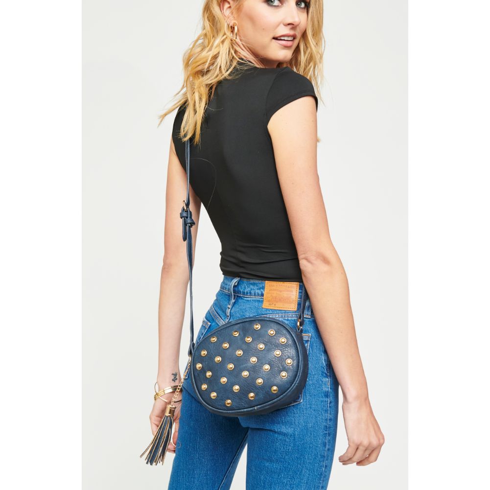 Woman wearing Navy Urban Expressions Delta Crossbody NA-840611133359 View 2 | Navy
