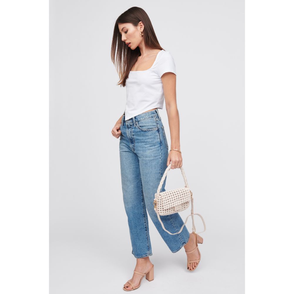 Woman wearing Cream Urban Expressions Imelda Baguette 818209015318 View 3 | Cream