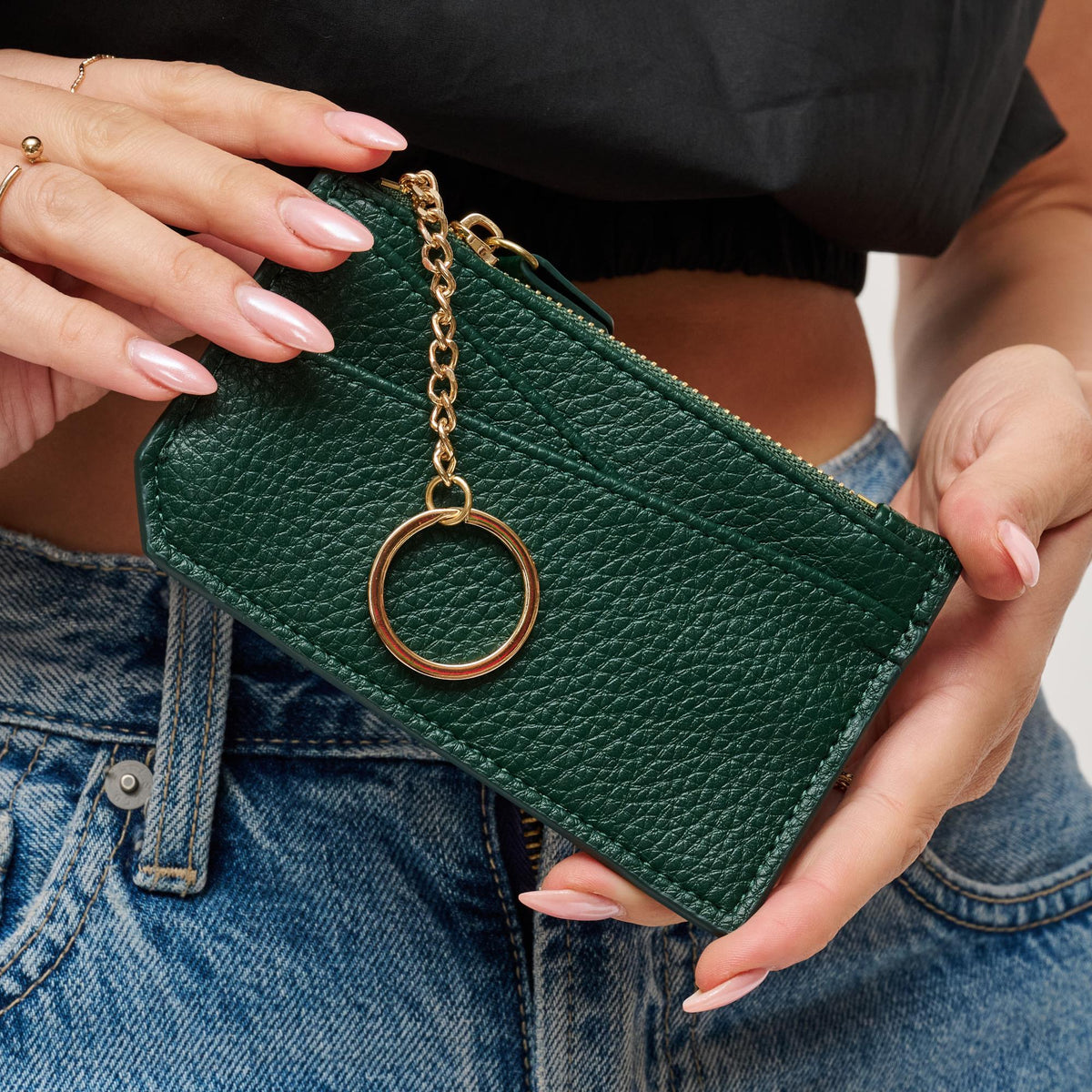 Woman wearing Emerald Urban Expressions Adriana Card Holder 840504200328 View 1 | Emerald