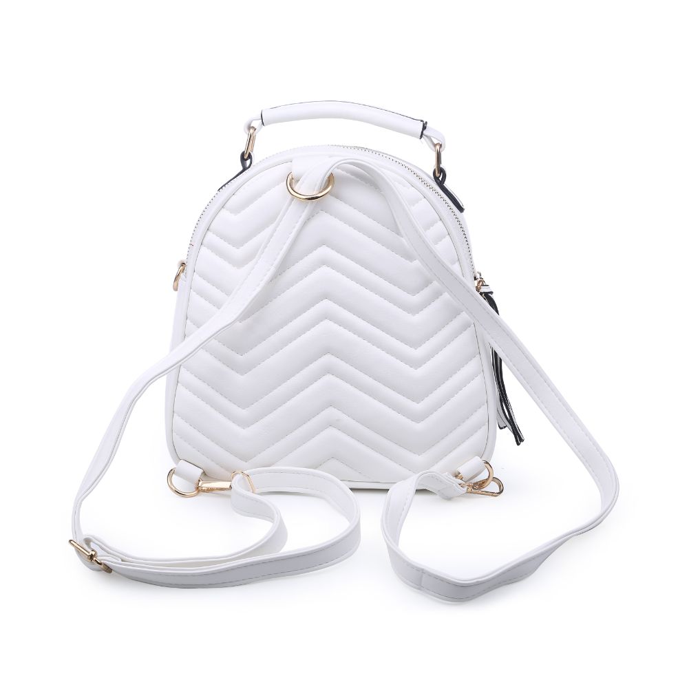 Product Image of Urban Expressions Constance V Stitch Double Zip Backpack 840611168641 View 3 | White