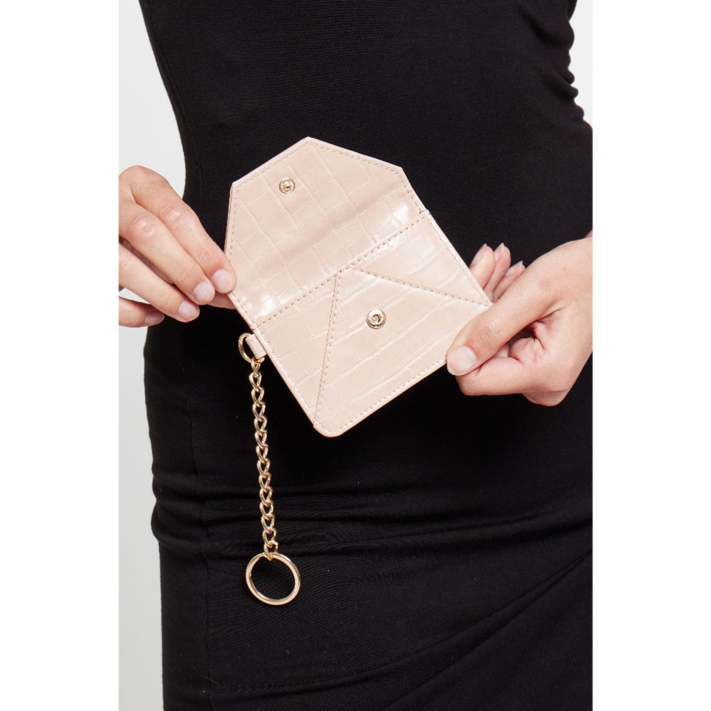 Woman wearing Nude Urban Expressions Gia - Croco Card Holder 840611181817 View 2 | Nude